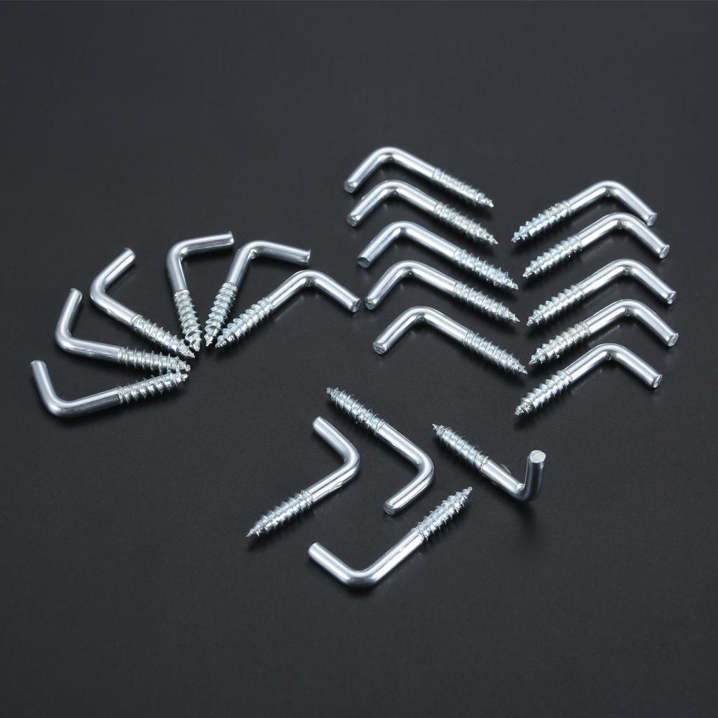 10/20pcs Square Bend Hook L Cup Hanger Screw-in 7-shape 20-40mm Wall Mount Picture Photo Frame Lamp Light Eyescrew Zinc-Plated