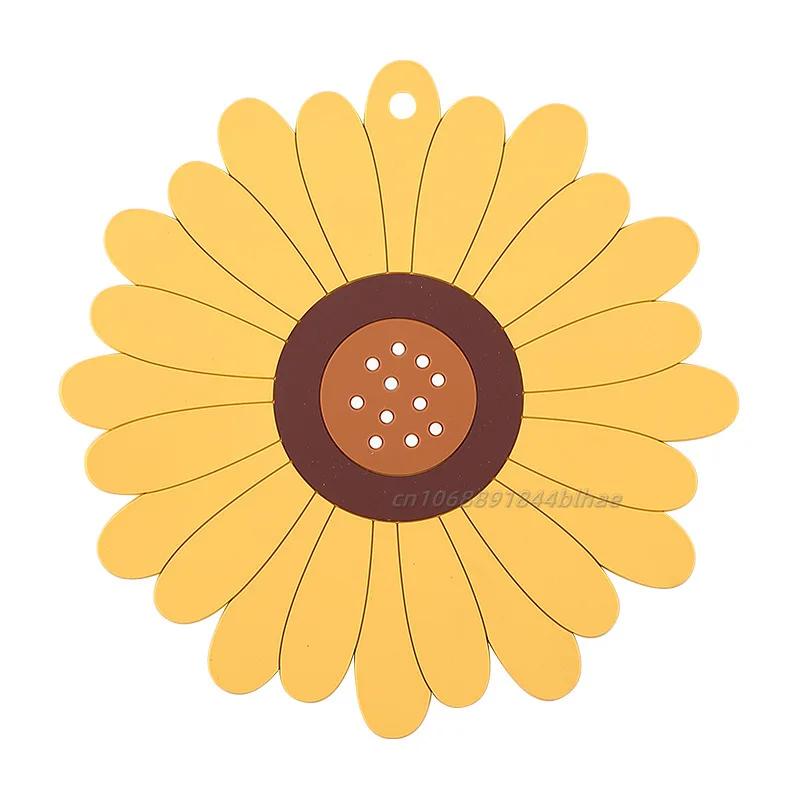 Sunflower Non-Slip Insulation Mats Coaster Tableware Cup Thicken Pads Heat-insulated Bowl Placemat Home Desktop Decoration