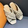 Fashion Bailamos 2025 New Brand Flat Slippers Women Weave Slides Sandal  Ladies Home Slippers Summer Outdoor Beach Open Toe Flip Flops M