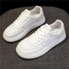 Women's White Versatile Sneakers - Flat, Thick Sole, Stylish 2025 Design for Spring and Autumn