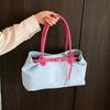 Elegant Denim Shoulder Bag Hasp Closure Casual Tote Bag Fashionable Vintage Armpit Bag Women