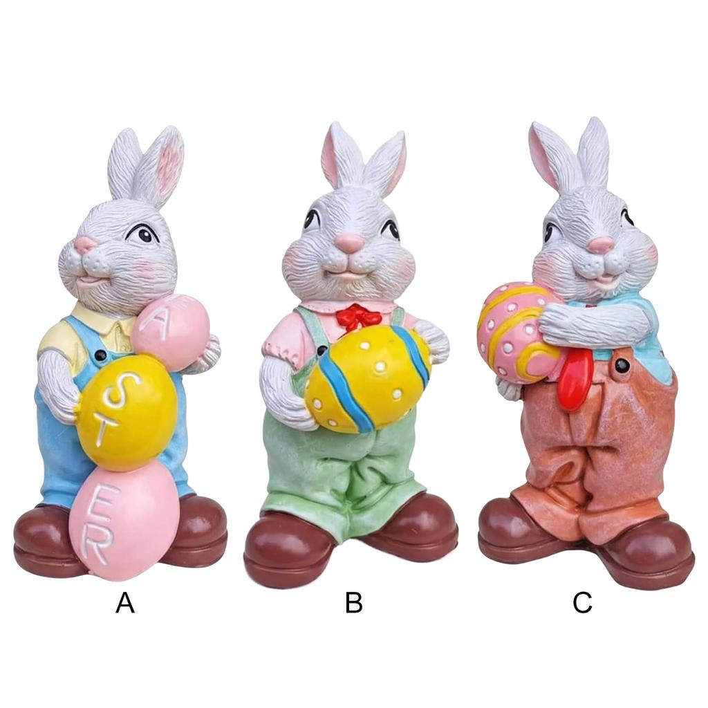Easter Handcrafted Resin Figurines Colorful Spring Rabbit Decor for Home and Holiday Celebrations