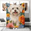 1pc Flannel Printed Floral Puppy Blanket, Soft Double-Sided Flannel Blanket for Home Decor, Bed Blanket, All-Season Multipurpose