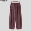 INCERUN Men Drawstring Elastic Waist Striped Casual Loose Harem Pants