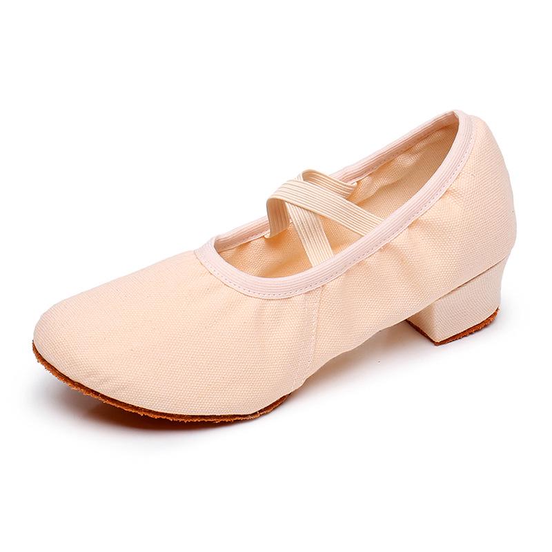 Damen Tanzschuhe ohne Schnürsenkel mit Absatz - Weiche Sohle für Ballett, Yoga, Bauchtanz, Erwachsene, Lehrer und zum Üben.