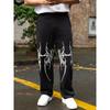 Men Graphic Printed Baggy-Fit Pure Cotton Track Pant Pant Flame Fire Graphic Gothic Letter Joggers