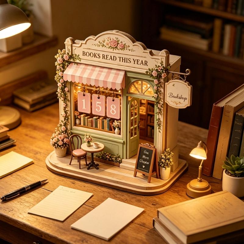 Books Read This Year Counter Plaque Wooden Reading Trackers Decors Number Tab Display Sign for Home Desks, Study Shelves, Library Shelves, and Book
