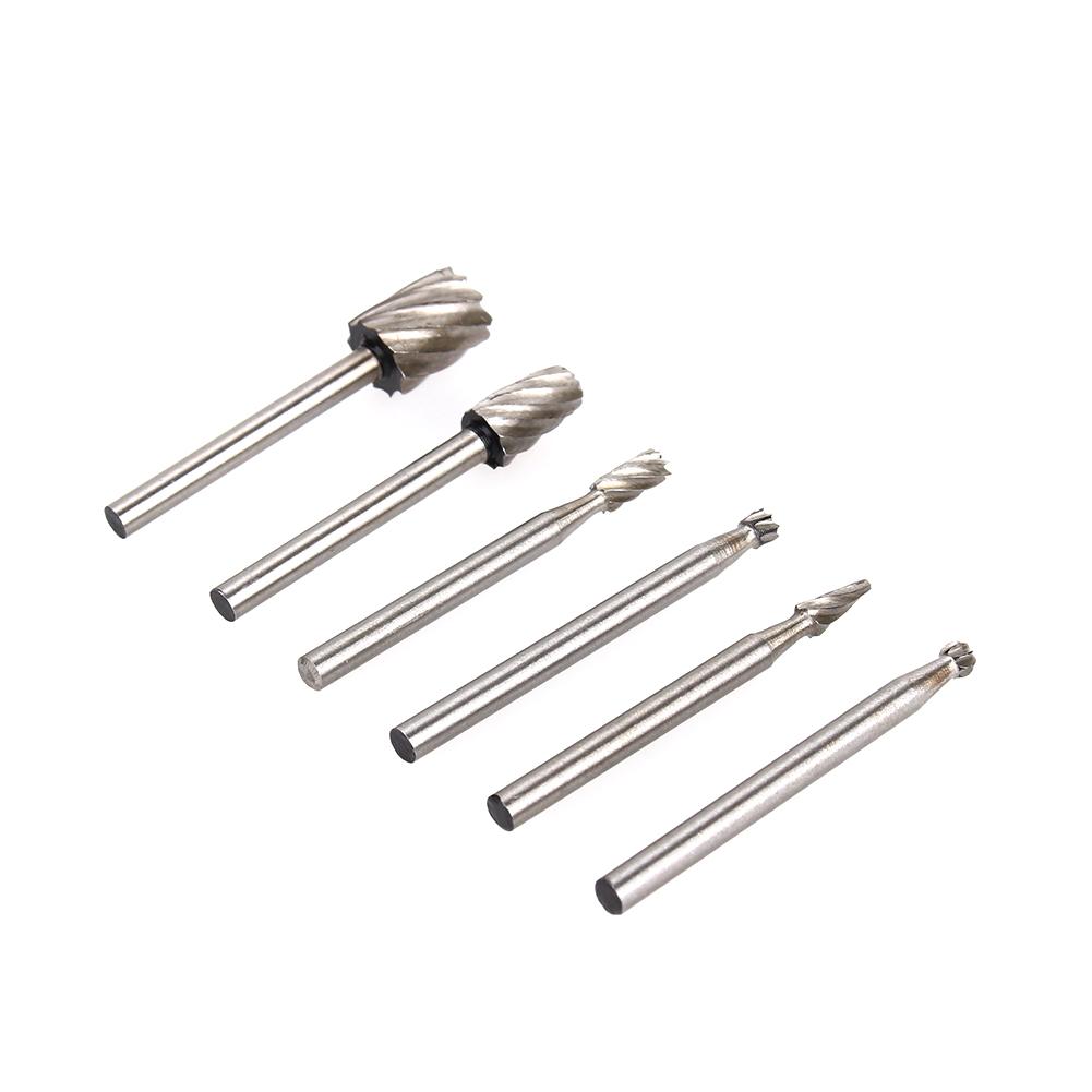 6pcs HSS Burr End Mill Cutter File Rotary Tool Router Bit Set 3.17mm 8mm Head SG