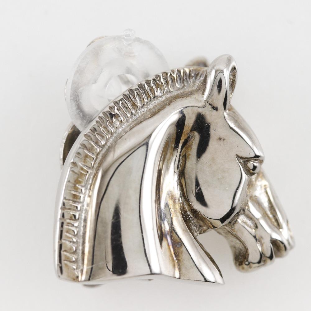 Hermes Shuval Earring Hose Motif Silver Metallic 10.5g Women Used
