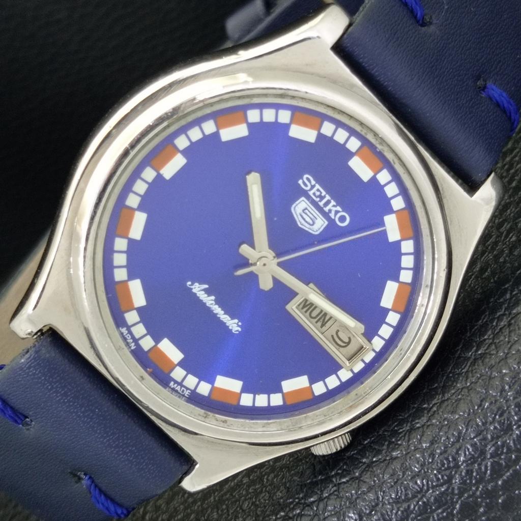SEIKO 5 AUTOMATIC JAPAN MENS VINTAGE BLUE COLOR DIAL WATCH a701529-5 R206b-a701529