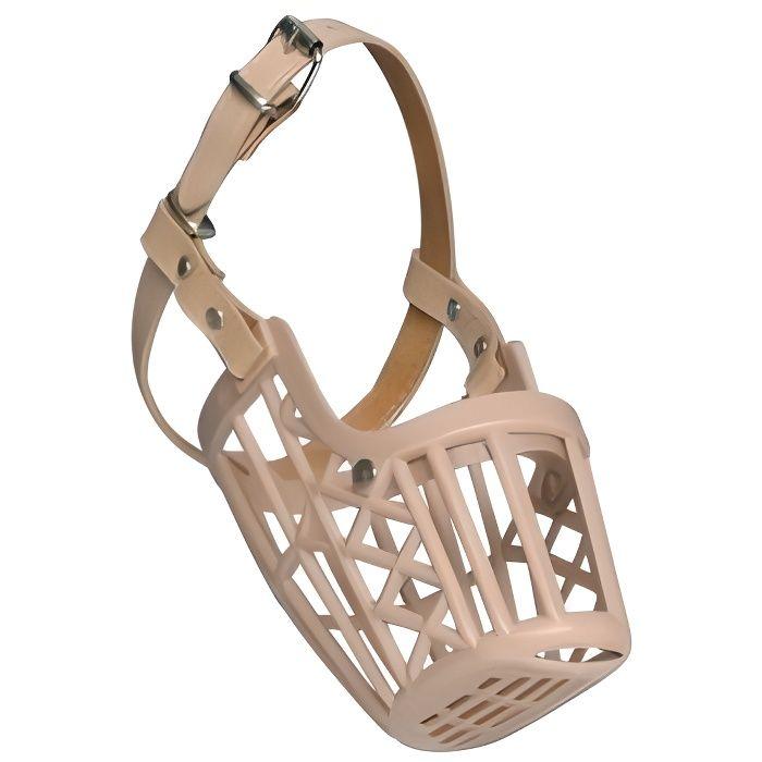 Muselière Pour Chien - TRIXIE - Taille M-L - Plastique - Maille Serrée - Sangle Cuir