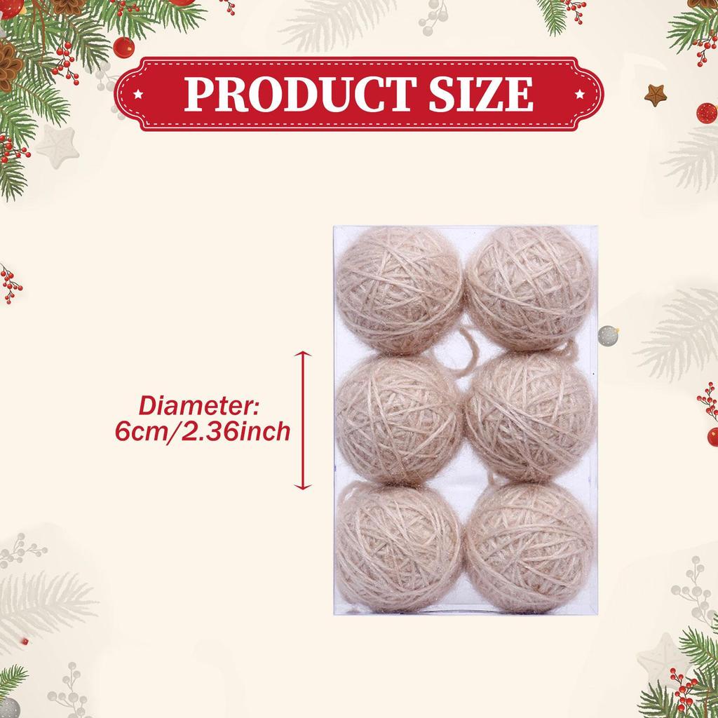 6 Stück Weihnachtskugel-Ornamente Baumhängekugeln mit Schnur Weihnachtsdekoration