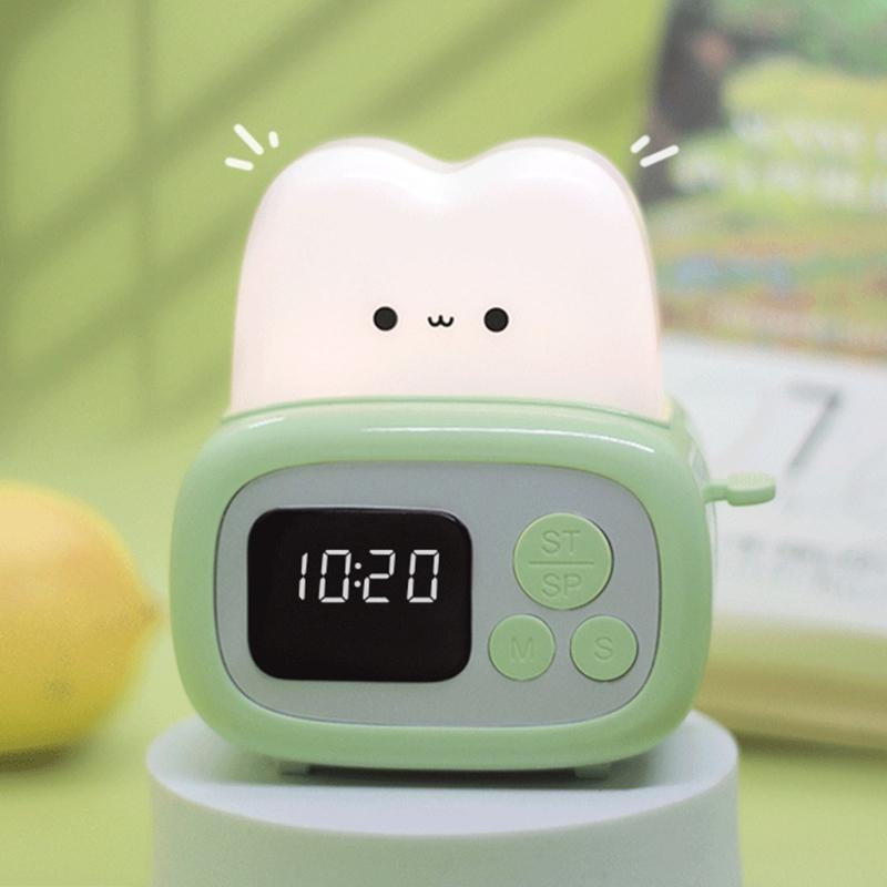 Bread Machine Shaped Alarm Clock Lamp Glowing Led Light Ornament for School Office Dormitory Holiday Decoration