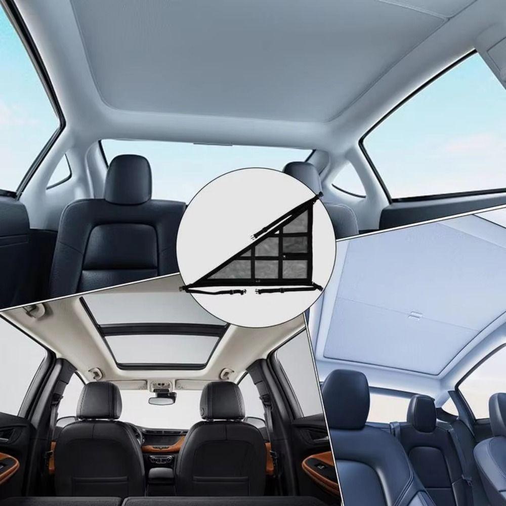 Adjustable Car Ceiling Triangle Net Double-layer Mesh Roof Organizer  Car Interior
