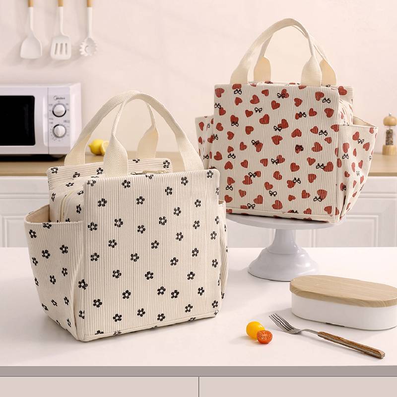 Lunch Bag Insulated Tote With Waterresistant Corduroy For Office And School Use