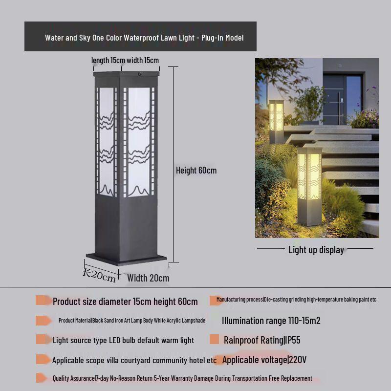 Solar-Powered Waterproof Lawn Light for Outdoor Garden or Villa