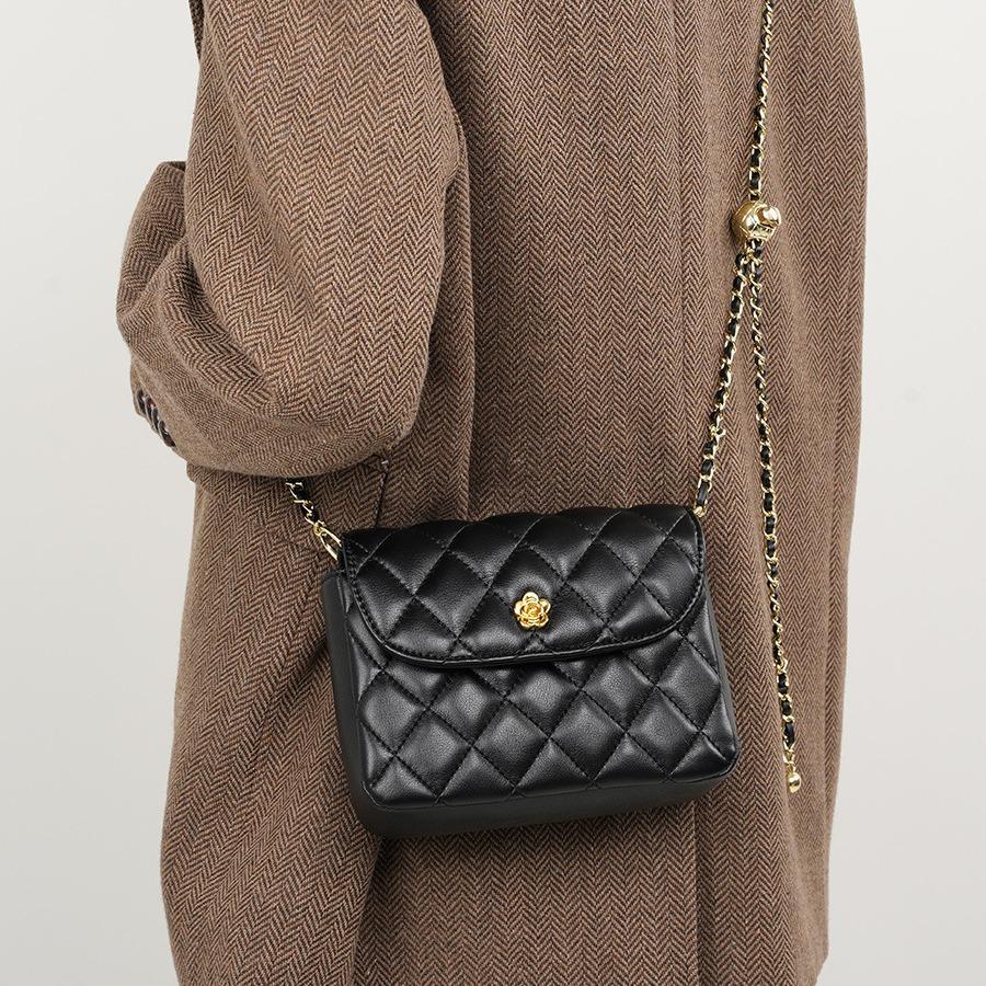 Leather Shoulder Bag New Diamond Chain Bag Women's Messenger Bag Fashionable Versatile Leather Women's Bag