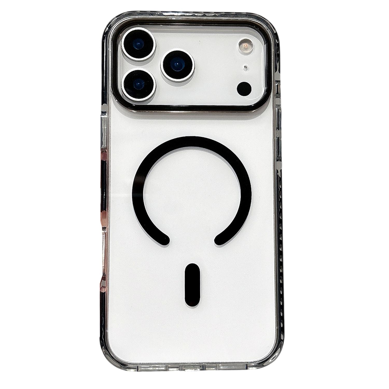 

For iPhone 17 Pro Max Magnetic Case TPU PC Clear Phone Cover with Metal Buttons