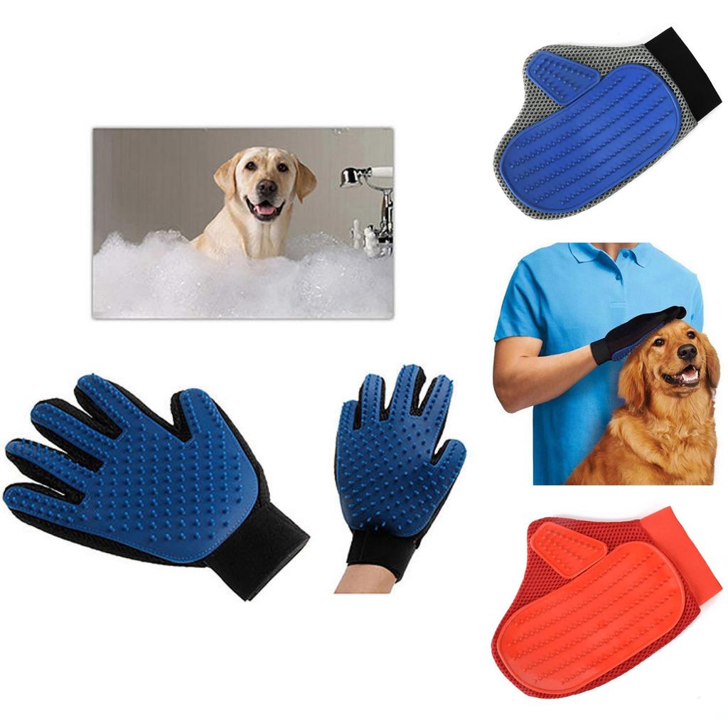 Vielseitiger Haustier-Badehandschuh mit Bürstenkamm für Hunde und Katzen und komfortablem Massagegewebe