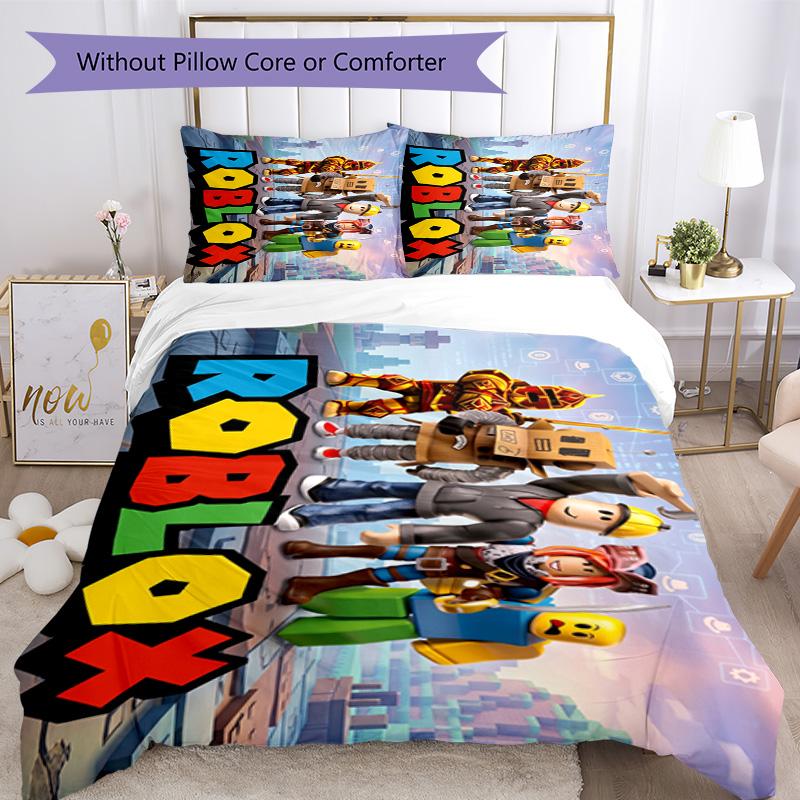 Ensemble de literie Roblox Housse de couette respirante avec taies d'oreiller Linge de lit décoratif pour chambre à coucher Décoration de maison Cadeau d'anniversaire