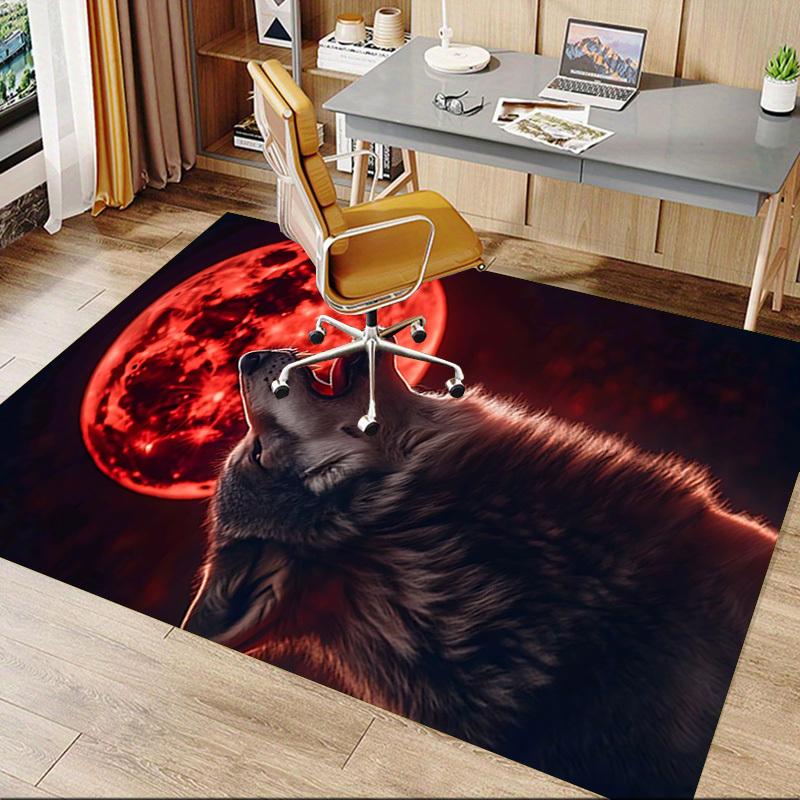 1pc Wolf Howling Moon Carpet, Office Rug Outdoor Mat Home Decor Area Carpet Festival