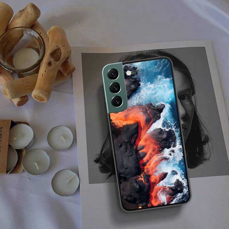 Die Kollision von Lava und Meerwasser Handyhülle Für Samsung Galaxy S22 S25 Ultra S21 S10 Plus S26 Edge S20 S23 S24 FE Hülle Si