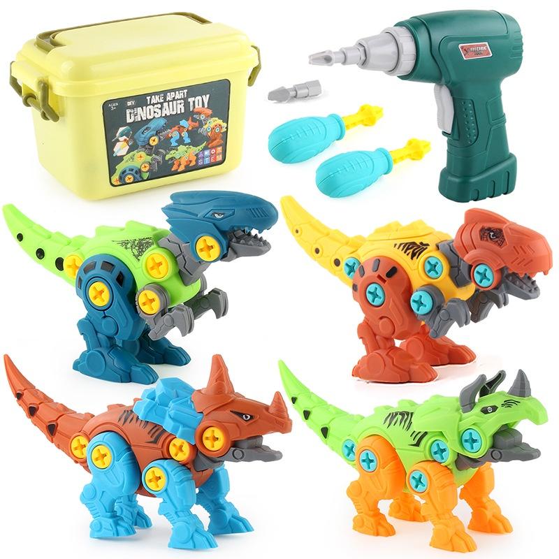 Boys' Dinosaur Building Blocks Set With Electric Drill Abs Material Enhances Emotional Visual And Intellectual Development