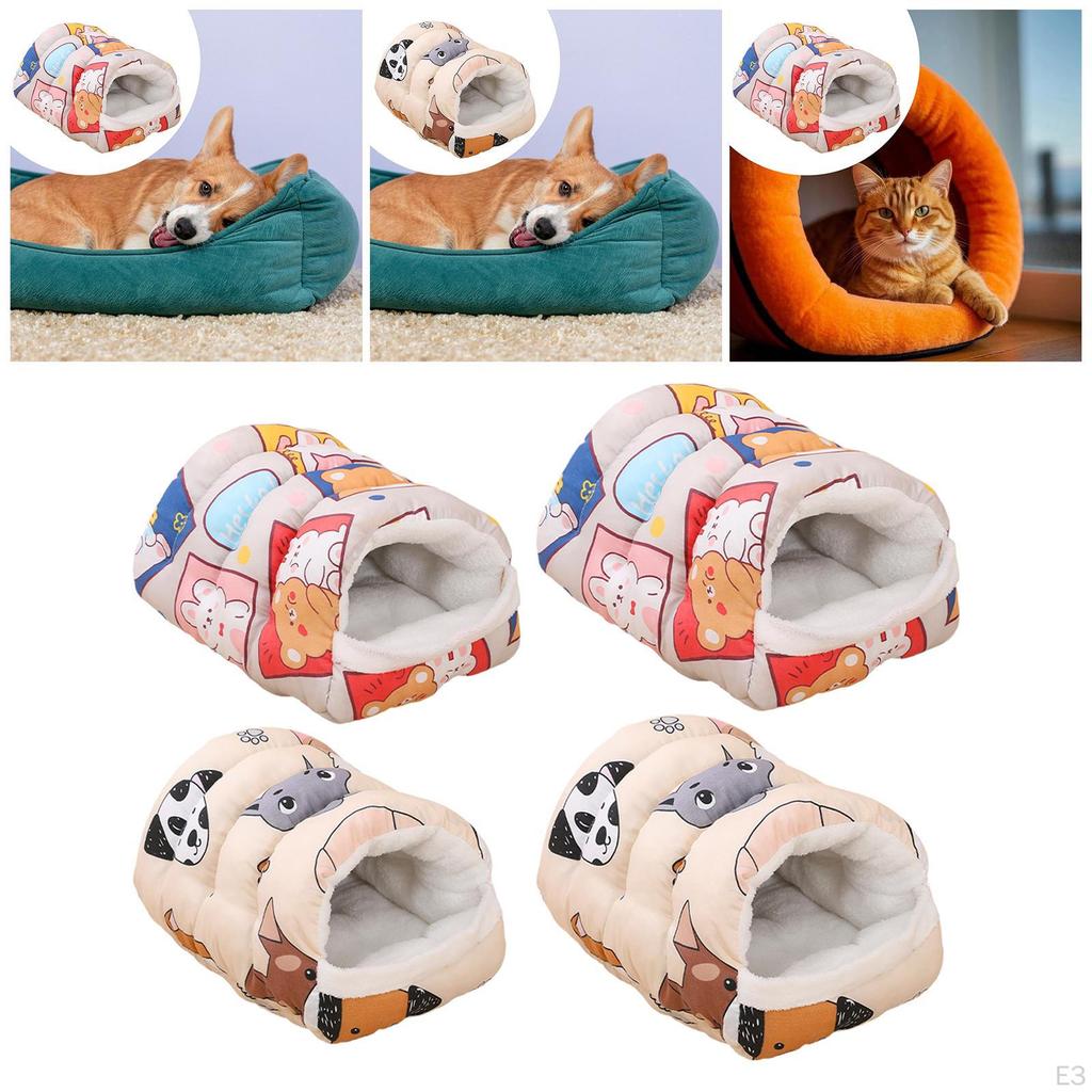 Bed Cat Cave Pet Sleeping Made of Soft Polyester with Semi-Enclosed Structure for Hideaway