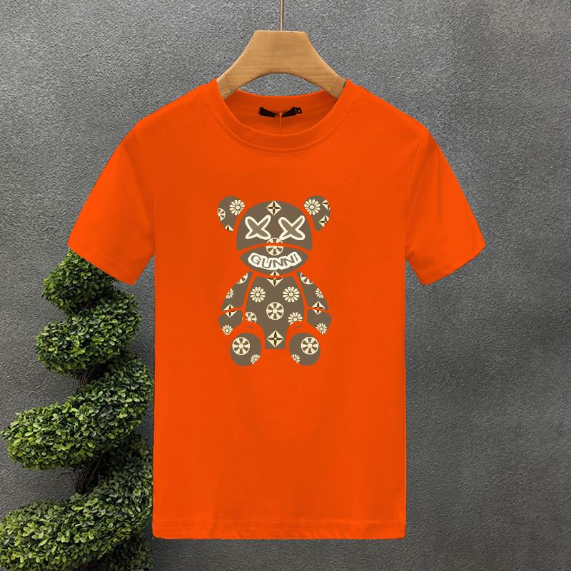 New Design High Quality Luxury Brand Bear Printing Clothing T-Shirt Harajuku 100% Cotton For Men's O-Neck Short Sleeve Top Tees