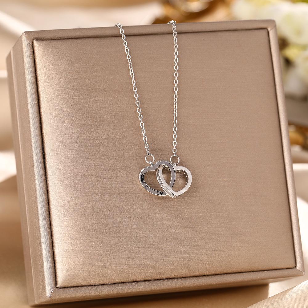 Women's Silver Titanium Steel Necklace with Micro-Inlaid Zircon - Elegant, Durable Clavicle Chain Jewelry