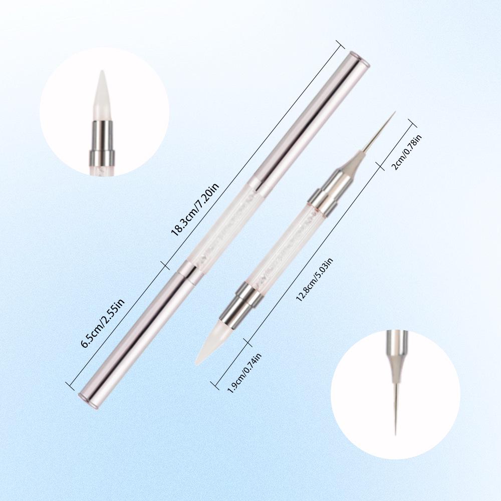 Double-Ended Rhinestone Picker Wax Pencil with Bright Silver Metal Rod and Copper Tube for Nail Art