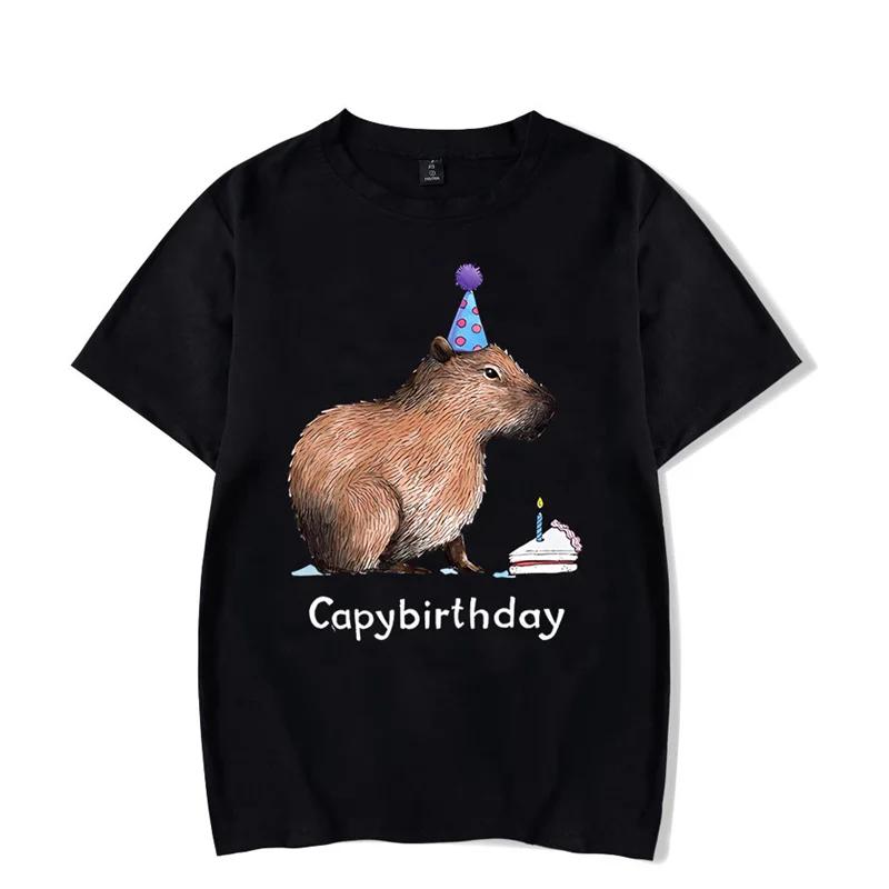 

Capybara Capybirthday Print Funny T-shirts Men Oversized T Shirt Hip Hop Streetwear Cotton Funny T Shirt Men Clothes Camiseta XXXXXL чёрный