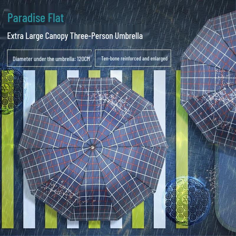 Tiangtang Classic Plaid 3-Fold Dual-Use Umbrella