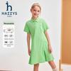 HAZZYS 2026 Summer Girls' Colorblock Heart Lapel Short-Sleeve Dress
