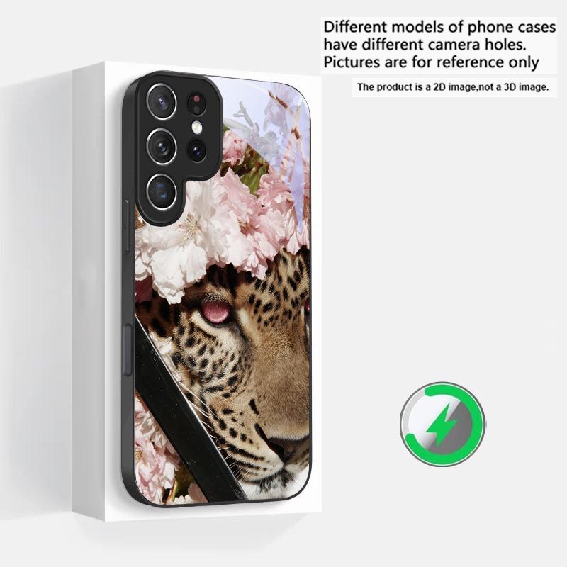 Flower Leopard Shadow Suitable For Samsung Galaxy S25 Ultra S20 FE S21 S22+ S23 Plus S24 S26 Edge Magnetism Glass Phone Casee