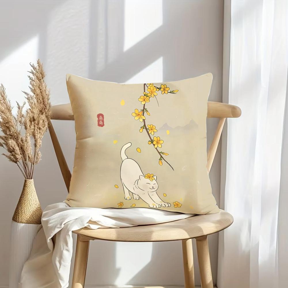 Autumn Cats Cushion Cover Soft Plush Throw Pillow Cover | Double-Sided Decorative Cushion Case | Sofa Bedroom Home Decor