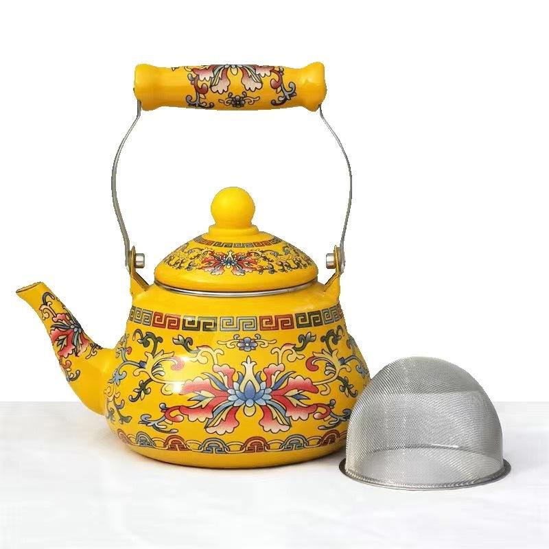 Эмалированный чайник Эмалированный эмалированный горшок Чайник Кипячение цветочного чая Индукционная плита Универсальный 3