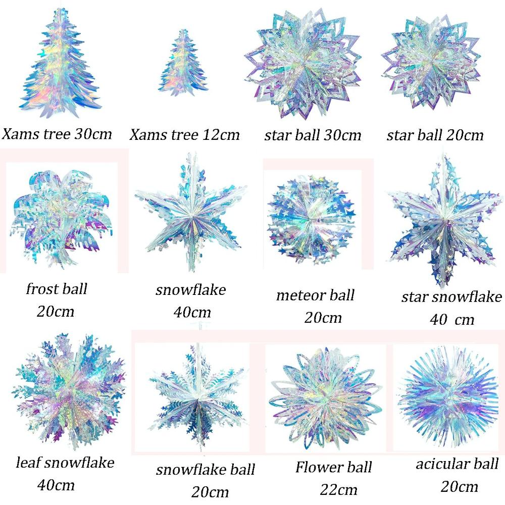 Snowflakes 3D Party Supplies Holographic Snow Ball Home Decor Hanging Balls Christmas Ornaments