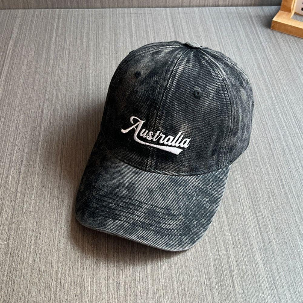 Wide Brim Denim Baseball Cap Korean Style Casual Duckbill Hat Letter Embroidery Peaked Cap Women