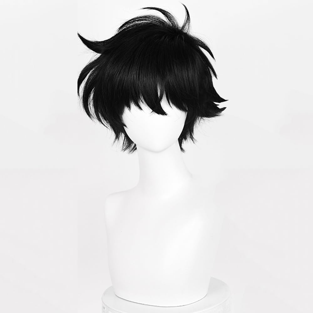 Kaito Kuroba Cosplay Czarny Licealista Kaito z Prostą Grzywką Kaito Peruka, Włosy, Odporne na Ciepło, Puszyste, Kręcone, Chłopiec, Chłopiec, Dziecko, (Czarny, Dziecko)
