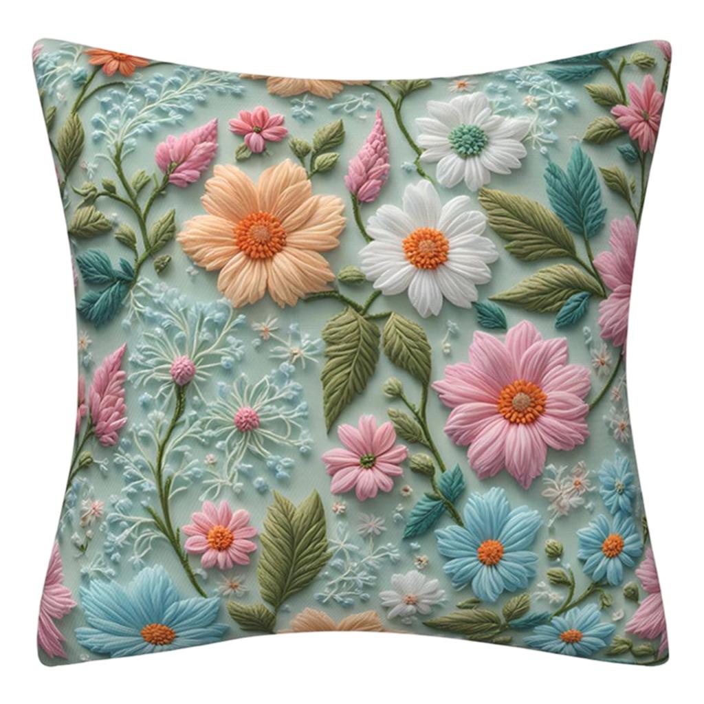 Imitation Embroidery 3D Flower Pillowcase For Spring And Summer, Fashionable And Sofa Cushion Cover