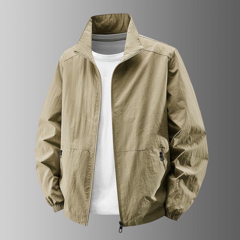 Live Broadcast Versatile Men's Jacket: Stand Collar Coat for Spring, Autumn, Winter - Suitable for Middle-aged and Young Men, Loose Fit.