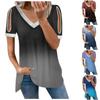 Kadın Yaz Bol Tişört Degrade Renk Baskılı Günlük V Yaka Payet Kısa kollu Üst