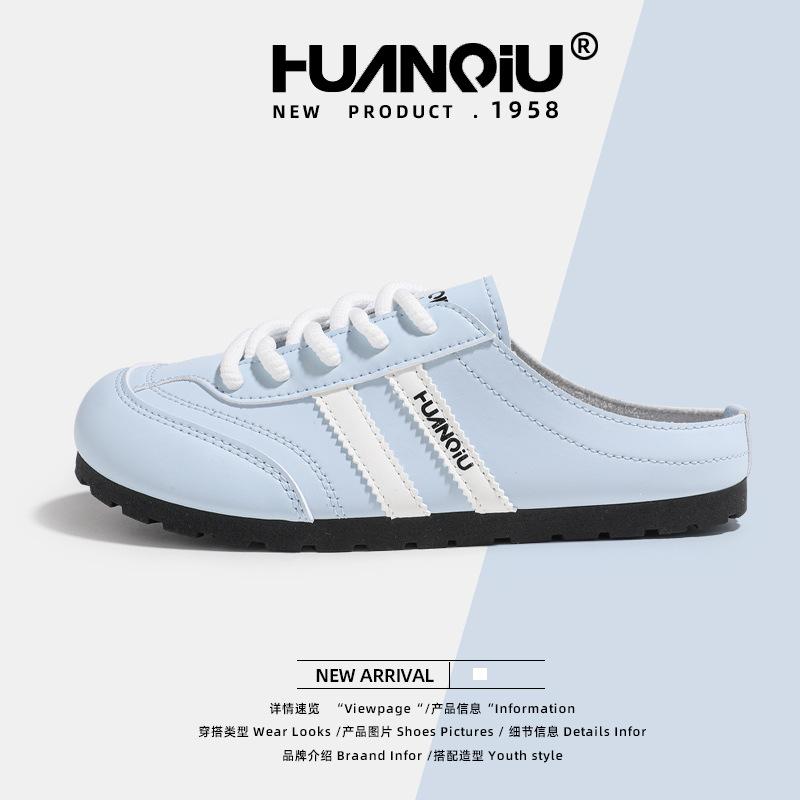 Global Summer New Outer Wear Half-pack Slippers Women's KMXFX80251 Shoes Silver German Training Shoes Casual Flat Shoes Women