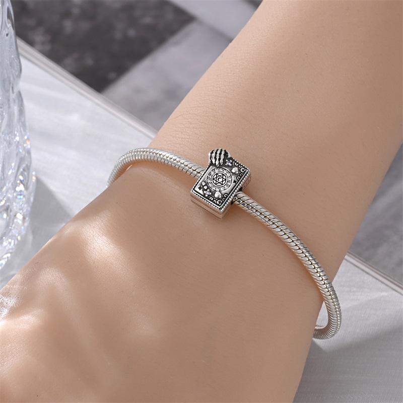 Halloween Party Copper Skeleton Hand Magic Book Bead Fit Charms Diy Bracelet For Jewelry Making Women Gift