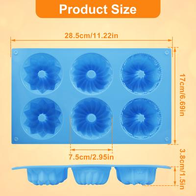 3 Pcs Silicone Donut Mold Heat Resistant Cake Trays 6-cavity Reusable Bread Baking Mold Easy To Release Silicone Baking Molds