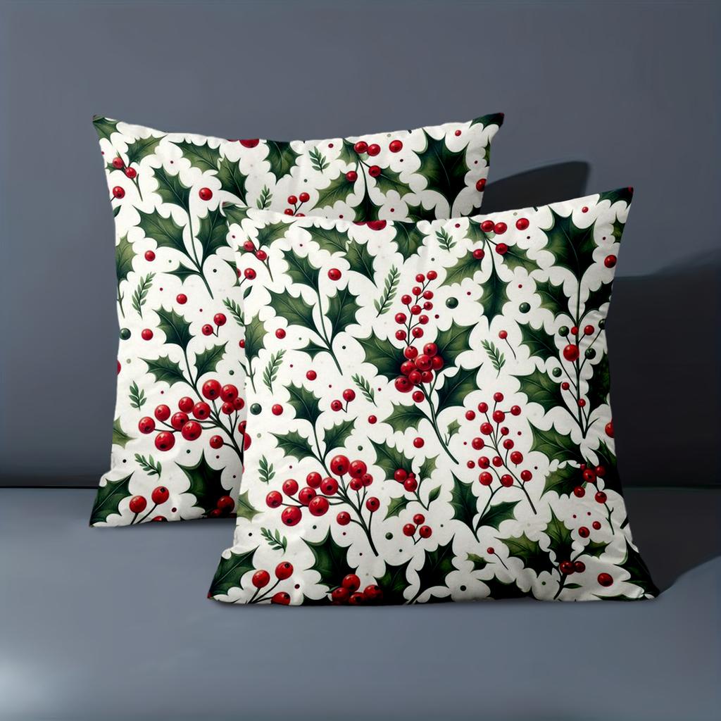 1 Pieces Christmas Holly Pattern Decorative Throw Pillows Polyester pillowcase, sofa decorative cushion cov Headboard Pillow