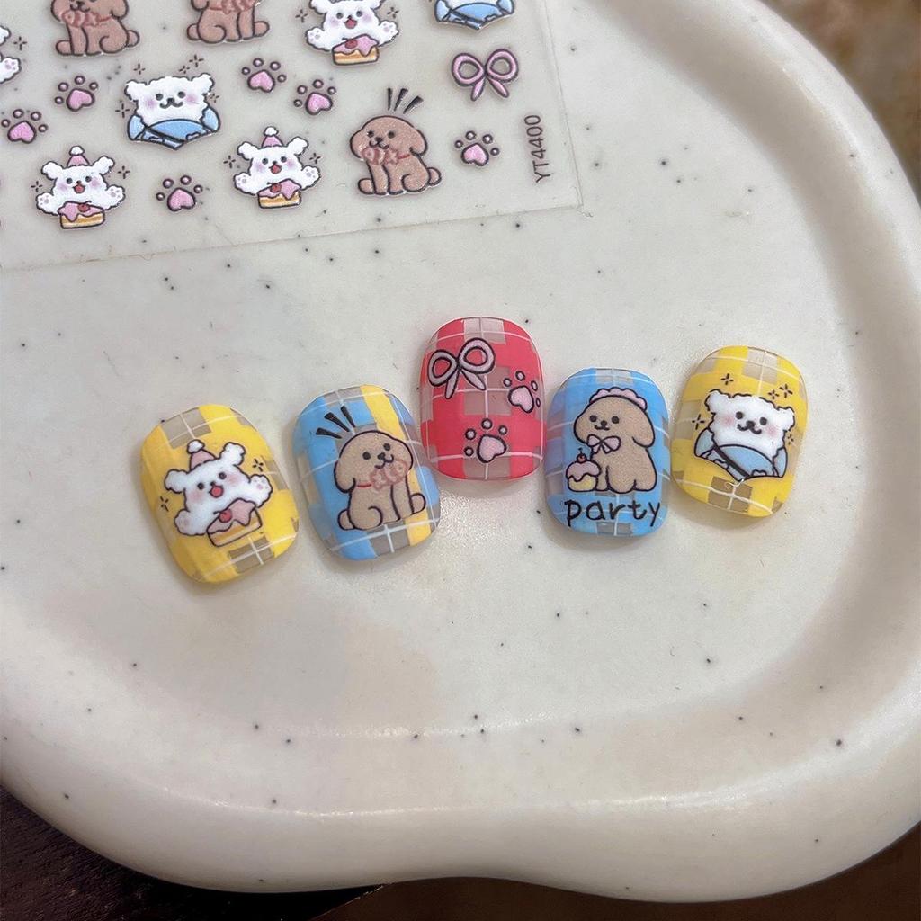 YITU Cartoon Dog Nail Stickers - Bow, Heart, Paw, Self-Adhesive Decor (YT4400)