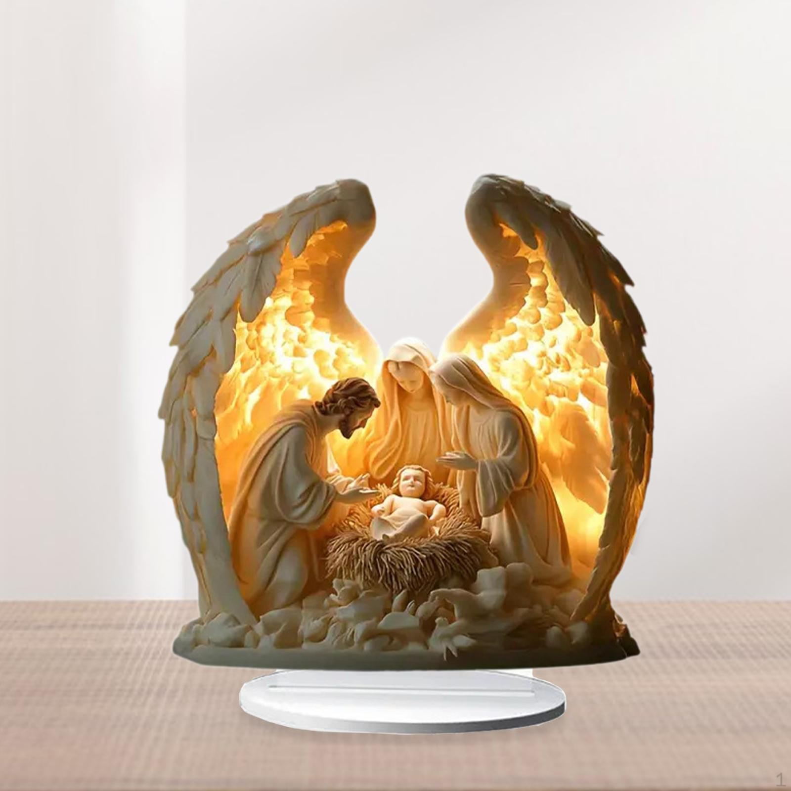 

Рождественская статуэтка вертеп 2D плоская декоративная скульптура знак настольный акриловый настольный орнамент Wing 18x18cm