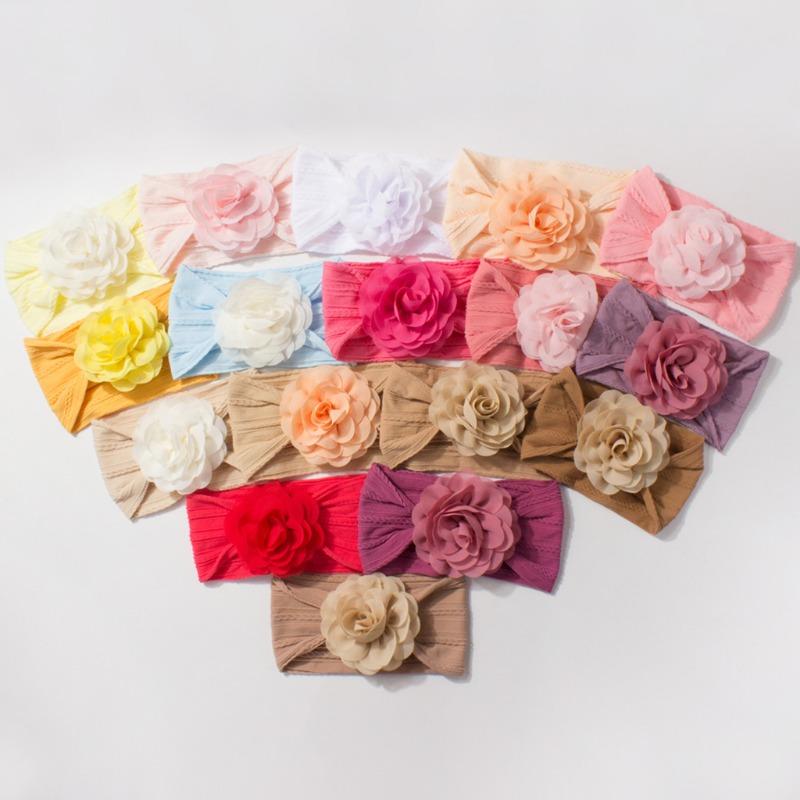 New Jacquard Baby Elastic Headband Cute Solid Color Flower Children's Headband Four Seasons Thin Baby Jewelry